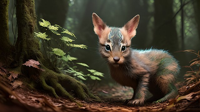 award winning mesmerizing photo of a cute creature in a forest