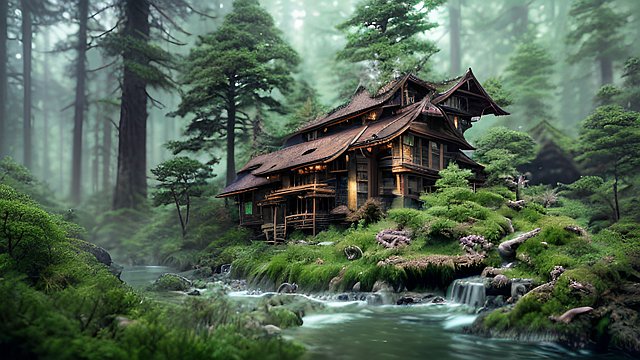 breathtaking amazing 4k uhd detailed fascinating photo  forest mountain  intricate realistic details