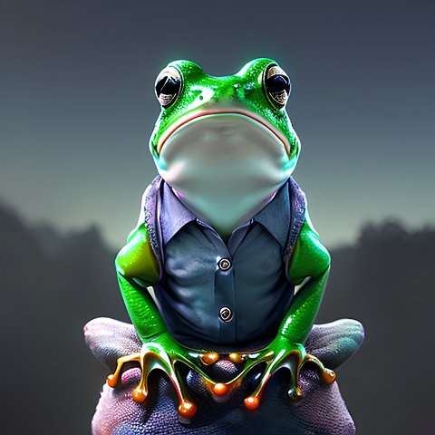 award winning portrait of a stylish frog wearing a shirt  night sky background