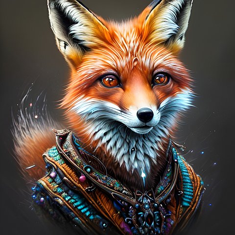 portrait of a fox  colorful  intricate details